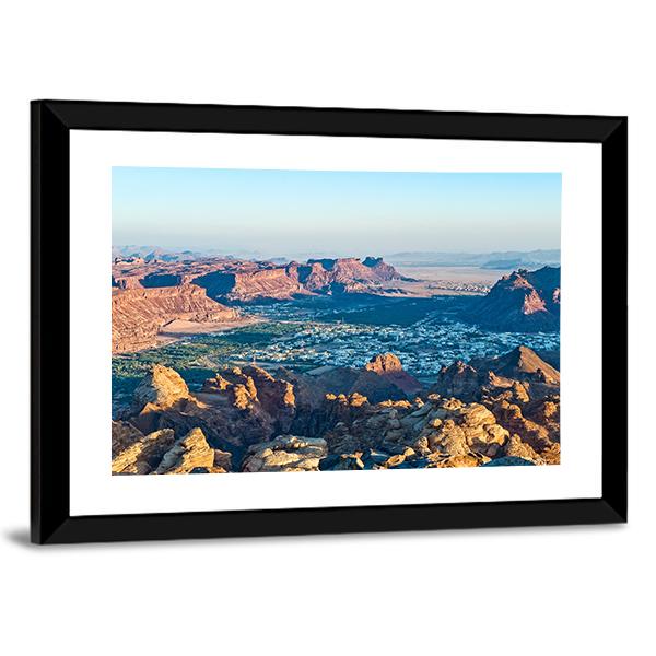 Sunset On Madain Saleh Valley Canvas Wall Art-3 Horizontal-Gallery Wrap-25" x 16"-Tiaracle