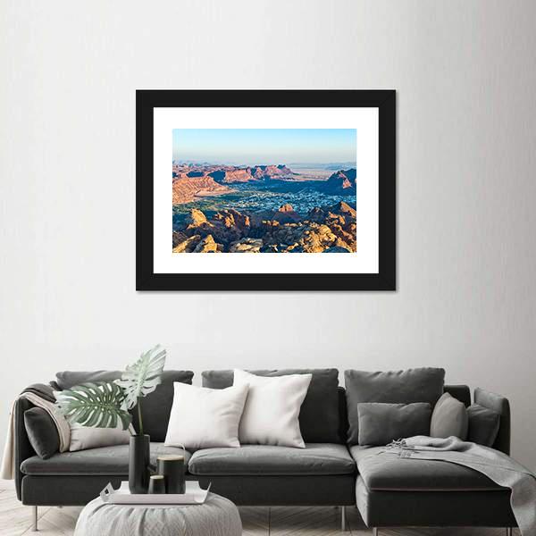 Sunset On Madain Saleh Valley Canvas Wall Art-3 Horizontal-Gallery Wrap-25" x 16"-Tiaracle