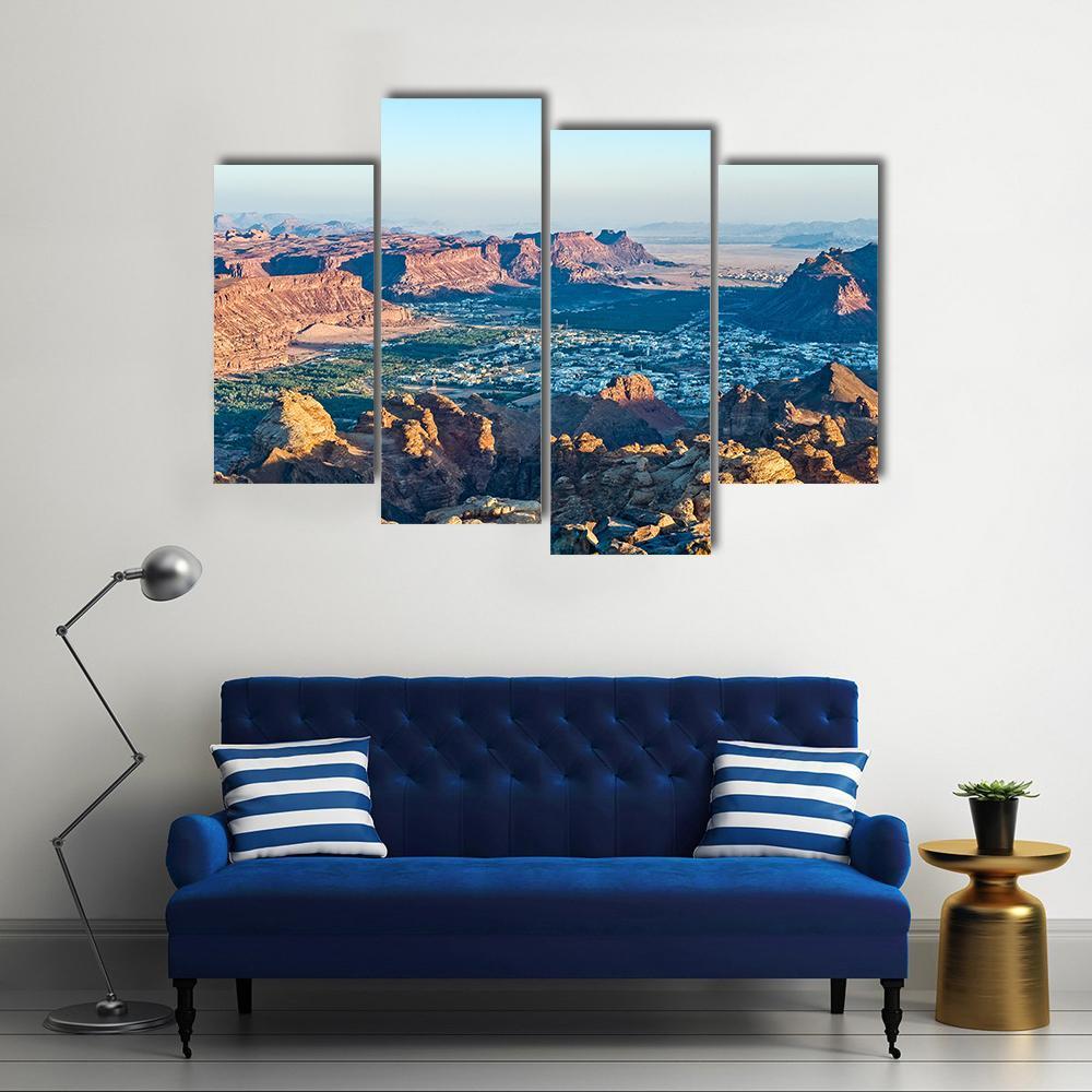 Sunset On Madain Saleh Valley Canvas Wall Art-4 Pop-Gallery Wrap-50" x 32"-Tiaracle