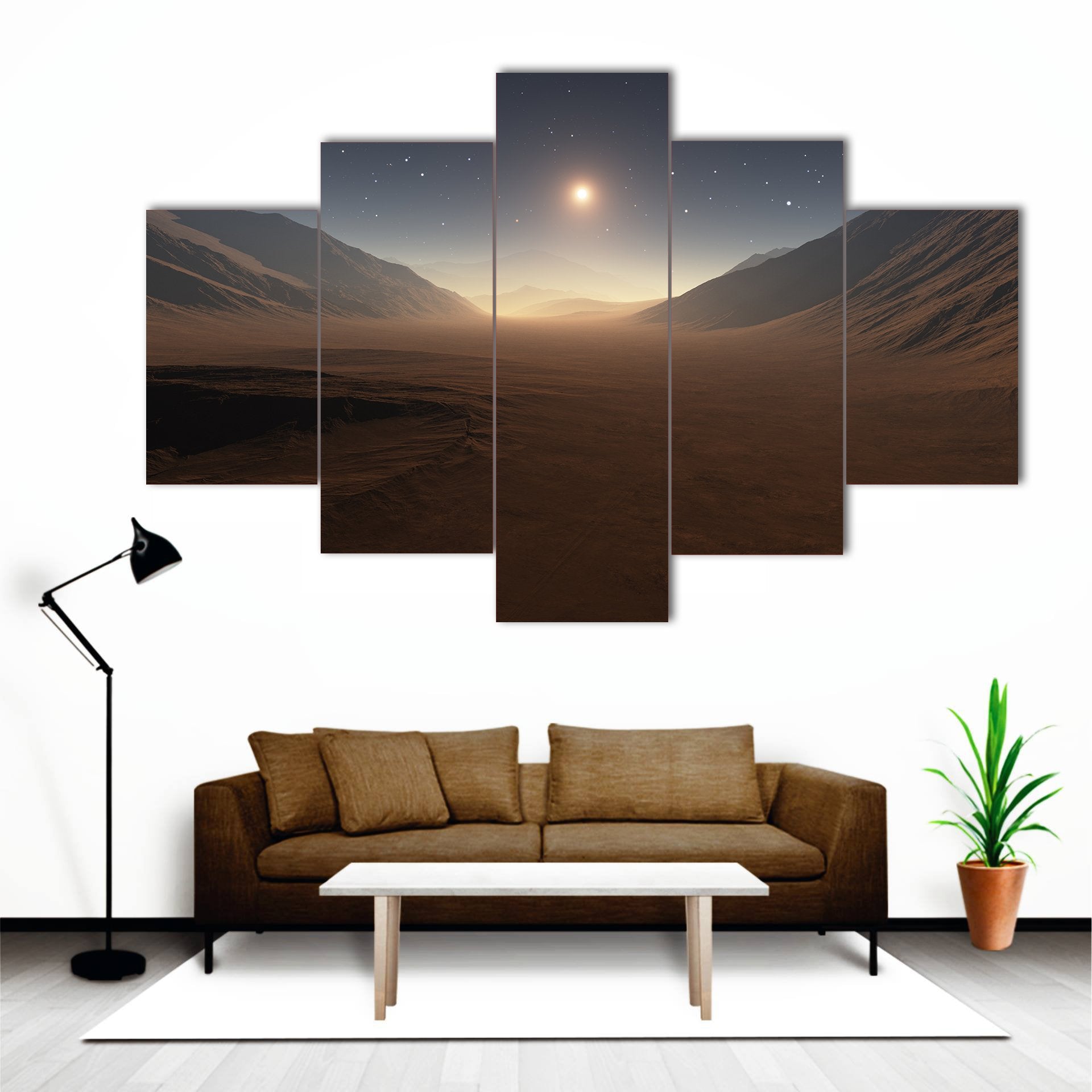 Sunset On Mars Canvas Wall Art-5 Star-Gallery Wrap-62" x 32"-Tiaracle