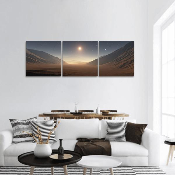 Sunset On Mars Panoramic Canvas Wall Art-3 Piece-25" x 08"-Tiaracle