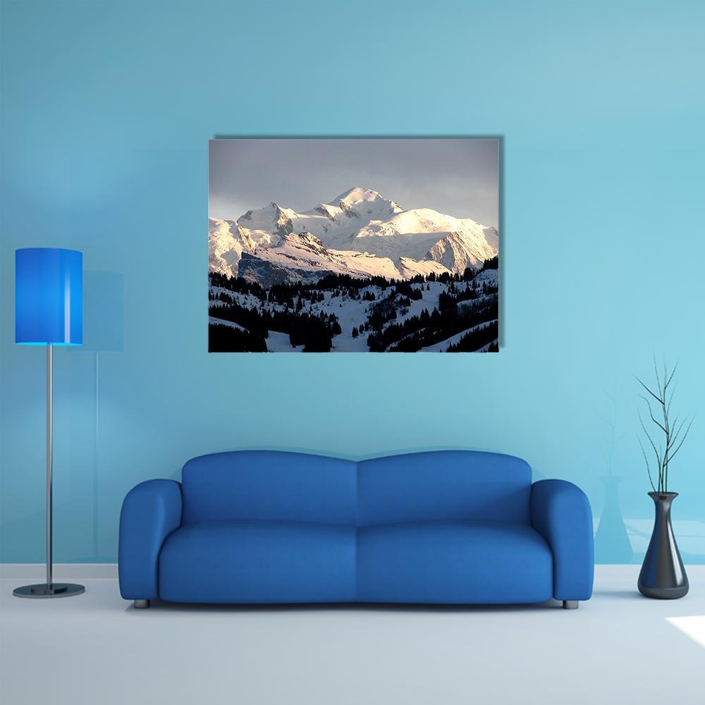 Sunset On Mont Blanc Canvas Wall Art-1 Piece-Gallery Wrap-48" x 32"-Tiaracle