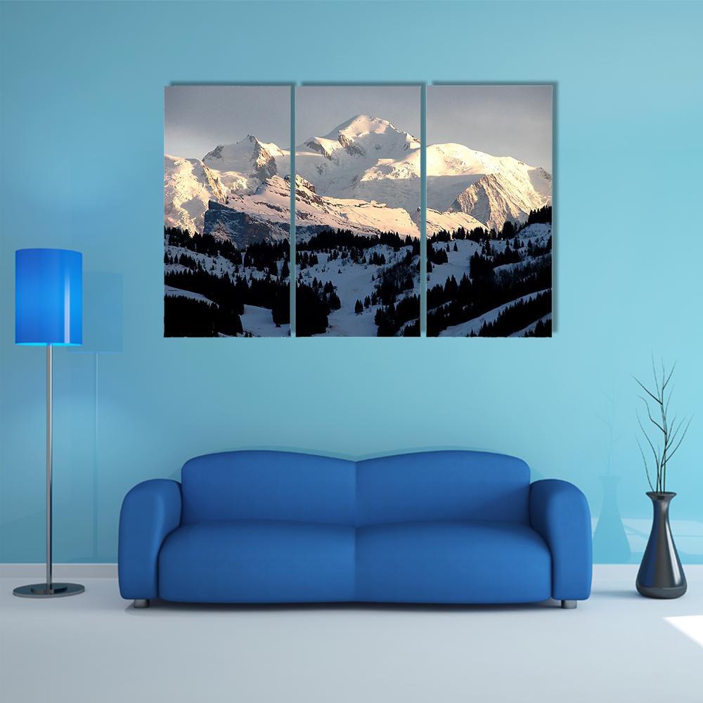 Sunset On Mont Blanc Canvas Wall Art-3 Horizontal-Gallery Wrap-37" x 24"-Tiaracle