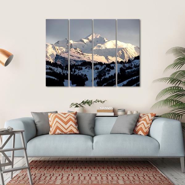 Sunset On Mont Blanc Canvas Wall Art-1 Piece-Gallery Wrap-36" x 24"-Tiaracle