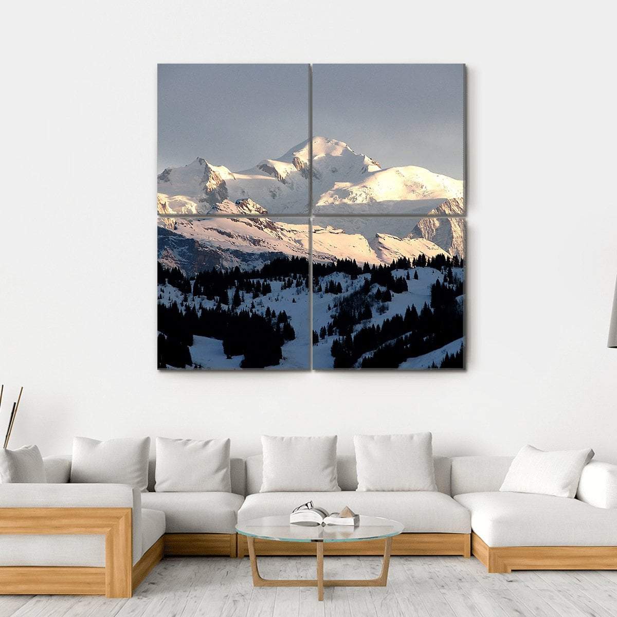 Sunset On Mont Blanc Canvas Wall Art-4 Square-Gallery Wrap-17" x 17"-Tiaracle