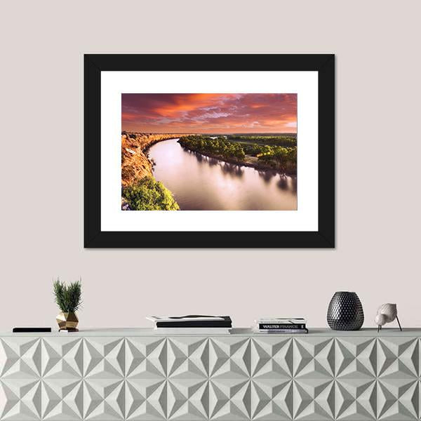 Sunset On Murray River Canvas Wall Art-1 Piece-Framed Print-20" x 16"-Tiaracle