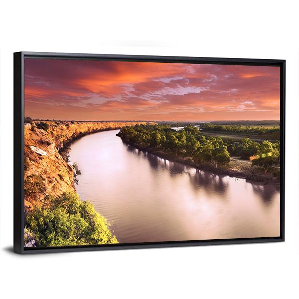 Sunset On Murray River Canvas Wall Art-3 Horizontal-Gallery Wrap-25" x 16"-Tiaracle