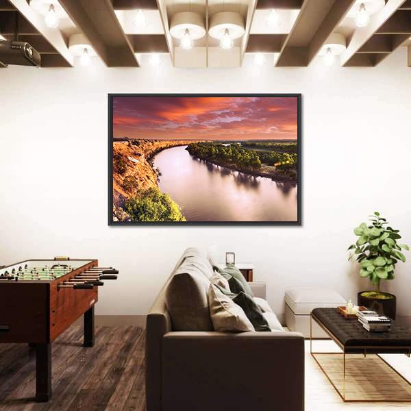 Sunset On Murray River Canvas Wall Art-3 Horizontal-Gallery Wrap-25" x 16"-Tiaracle