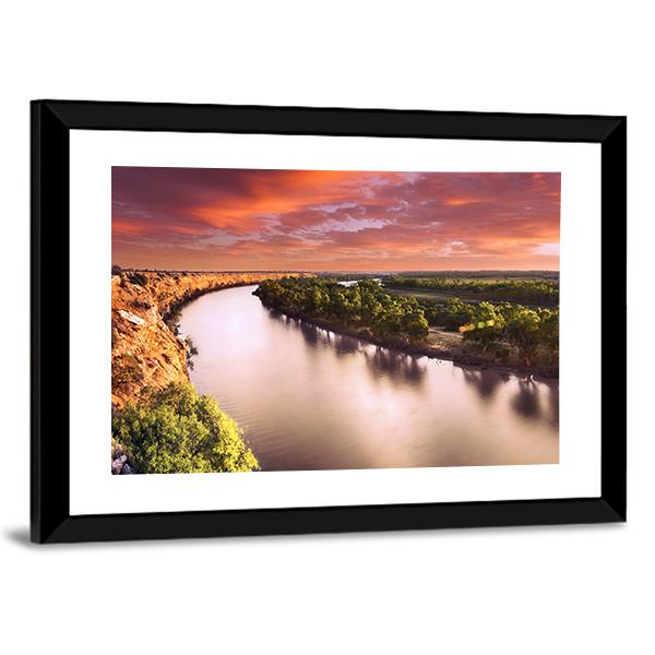 Sunset On Murray River Canvas Wall Art-3 Horizontal-Gallery Wrap-25" x 16"-Tiaracle