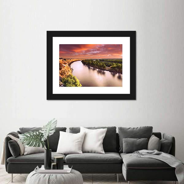 Sunset On Murray River Canvas Wall Art-3 Horizontal-Gallery Wrap-25" x 16"-Tiaracle
