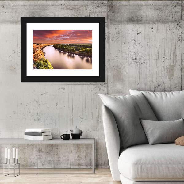 Sunset On Murray River Canvas Wall Art-3 Horizontal-Gallery Wrap-25" x 16"-Tiaracle