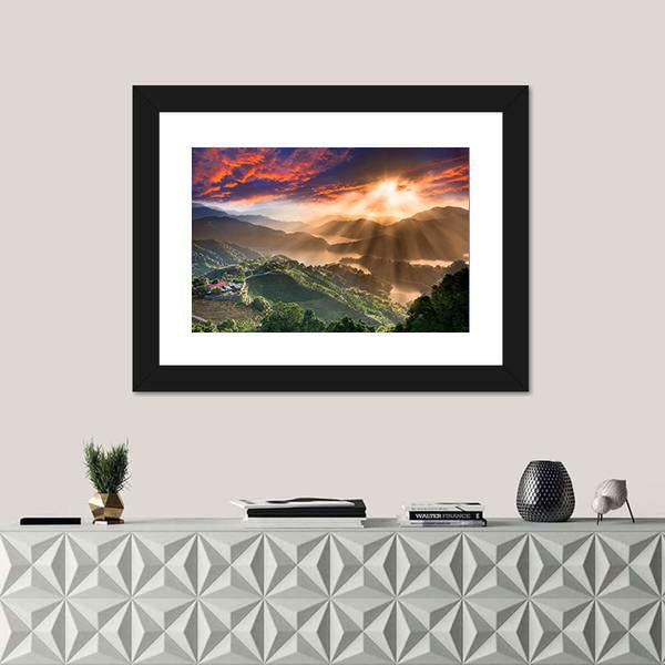 Sunset On New Taipei City In Taiwan Canvas Wall Art-1 Piece-Framed Print-20" x 16"-Tiaracle
