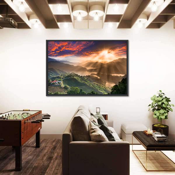 Sunset On New Taipei City In Taiwan Canvas Wall Art-3 Horizontal-Gallery Wrap-25" x 16"-Tiaracle
