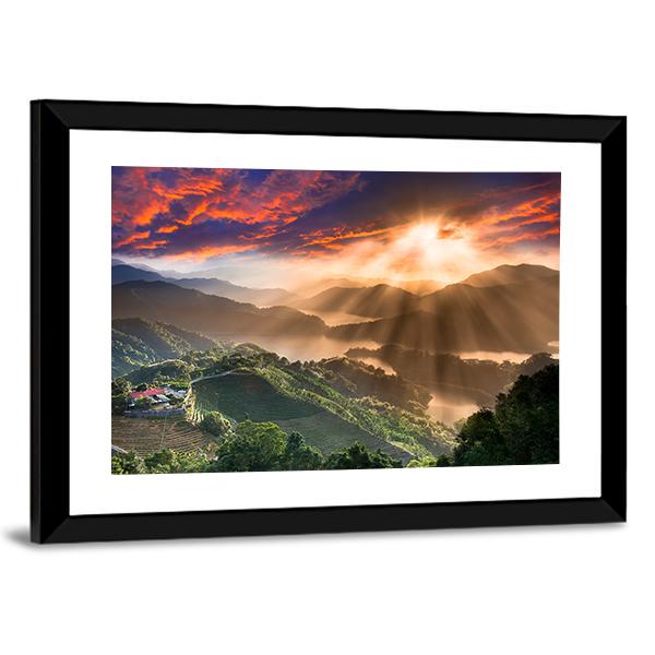 Sunset On New Taipei City In Taiwan Canvas Wall Art-3 Horizontal-Gallery Wrap-25" x 16"-Tiaracle