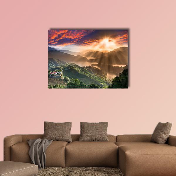 Sunset On New Taipei City In Taiwan Canvas Wall Art-1 Piece-Gallery Wrap-48" x 32"-Tiaracle