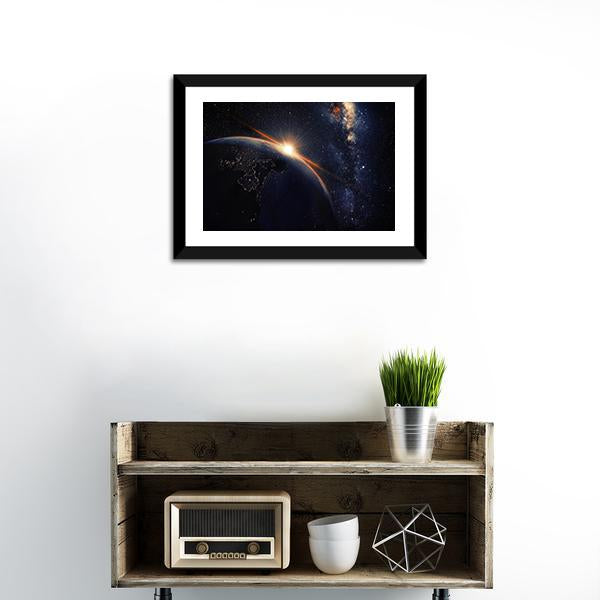 Sunset On Planet Earth At Night Canvas Wall Art-3 Horizontal-Gallery Wrap-25&quot; x 16&quot;-Tiaracle