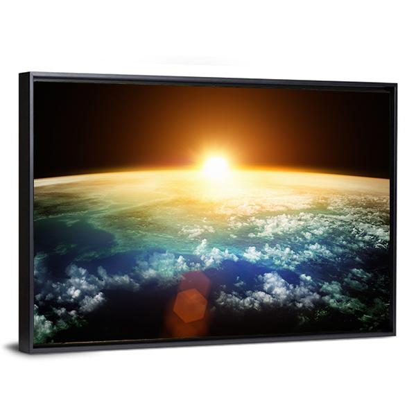 Sunset On Planet Earth Canvas Wall Art-3 Horizontal-Gallery Wrap-25&quot; x 16&quot;-Tiaracle