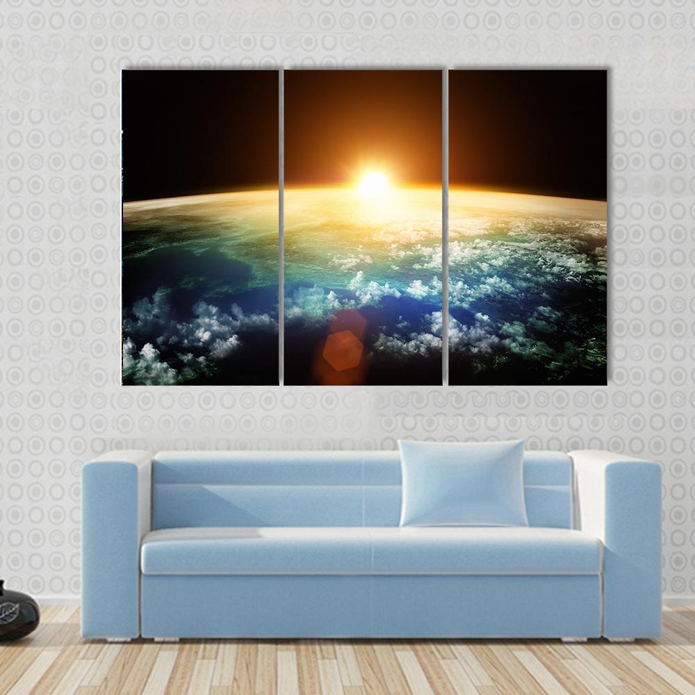Sunset On Planet Earth Canvas Wall Art-3 Horizontal-Gallery Wrap-37&quot; x 24&quot;-Tiaracle