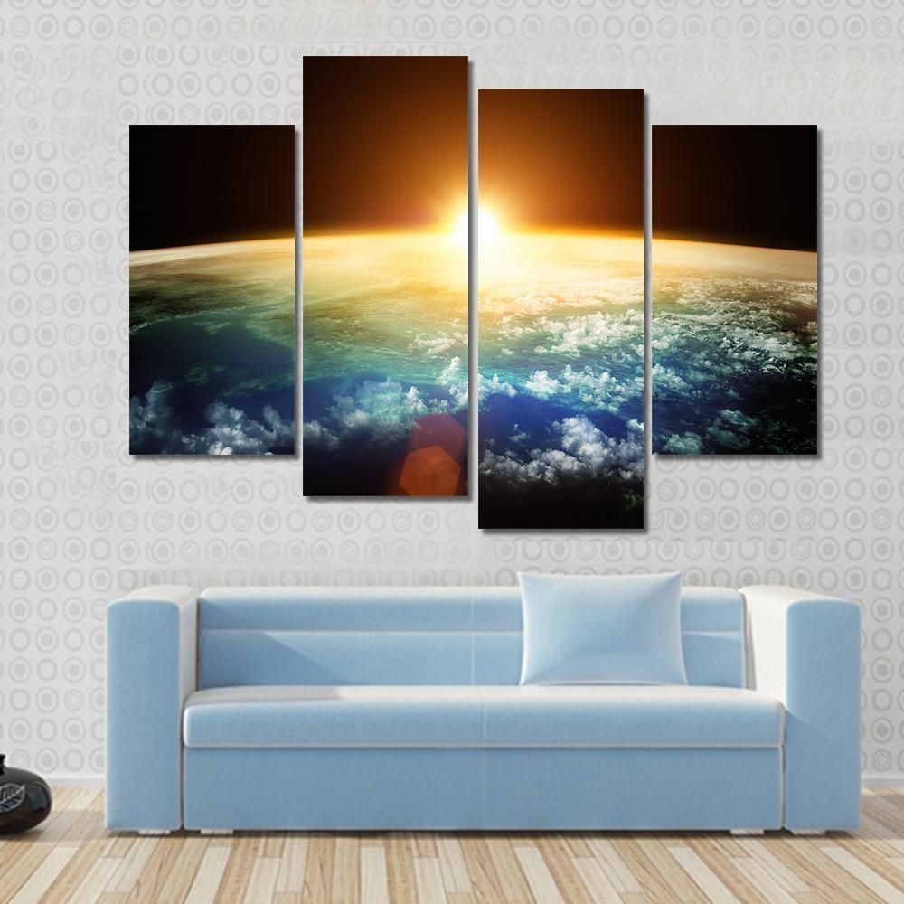 Sunset On Planet Earth Canvas Wall Art-4 Pop-Gallery Wrap-50&quot; x 32&quot;-Tiaracle