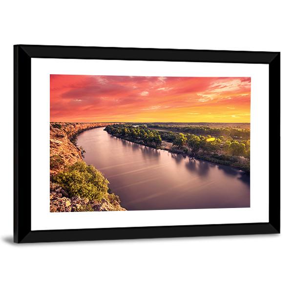 Sunset On River Murray Canvas Wall Art-3 Horizontal-Gallery Wrap-25" x 16"-Tiaracle