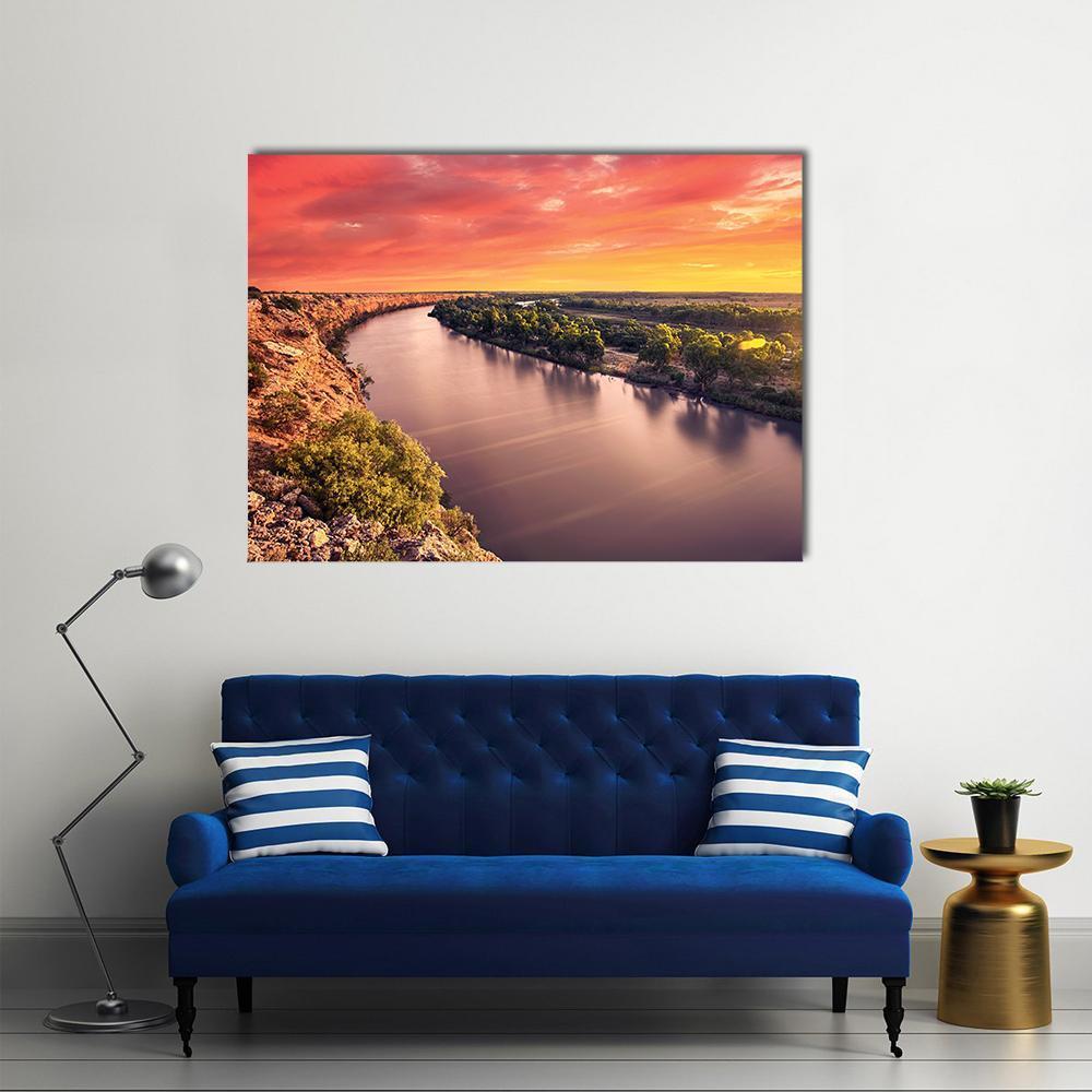 Sunset On River Murray Canvas Wall Art-4 Horizontal-Gallery Wrap-34" x 24"-Tiaracle