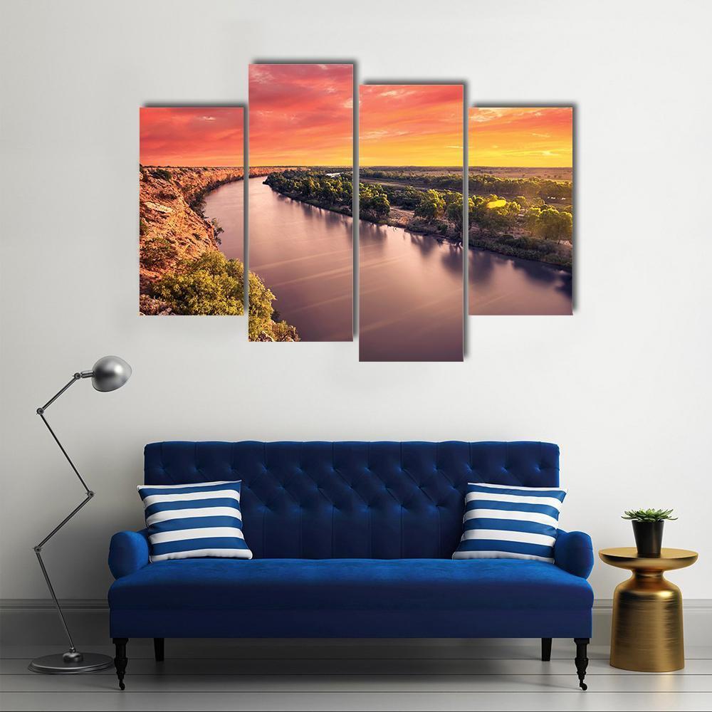 Sunset On River Murray Canvas Wall Art-4 Pop-Gallery Wrap-50" x 32"-Tiaracle