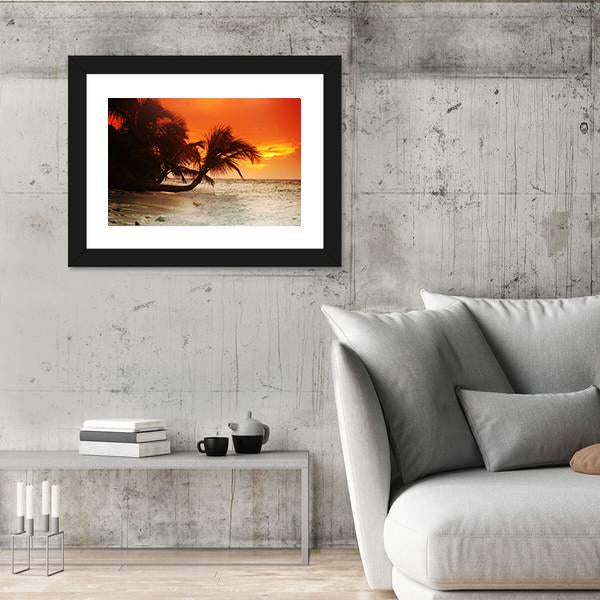 Sunset On Sea Beach Canvas Wall Art-3 Horizontal-Gallery Wrap-25" x 16"-Tiaracle
