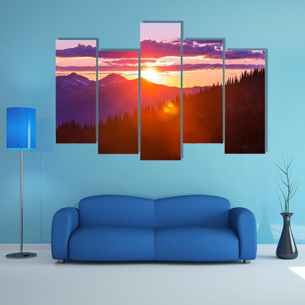 Sunset On Summit Haleakala Canvas Wall Art-5 Pop-Gallery Wrap-47" x 32"-Tiaracle