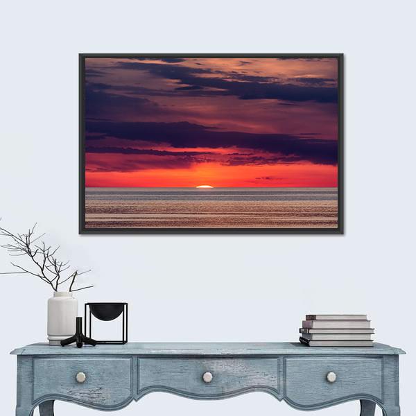 Sunset On The Adriatic Sea Near Porec Canvas Wall Art-1 Piece-Floating Frame-24" x 16"-Tiaracle