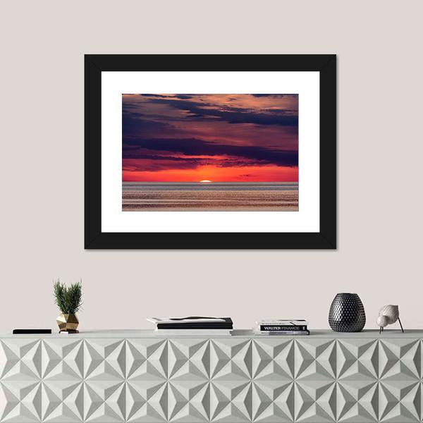 Sunset On The Adriatic Sea Near Porec Canvas Wall Art-1 Piece-Framed Print-20" x 16"-Tiaracle