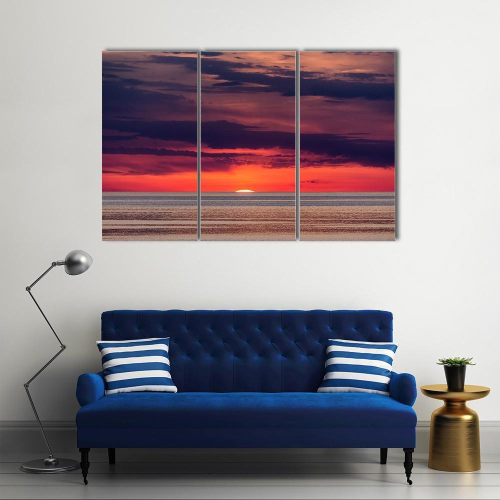 Sunset On The Adriatic Sea Near Porec Canvas Wall Art-3 Horizontal-Gallery Wrap-37" x 24"-Tiaracle
