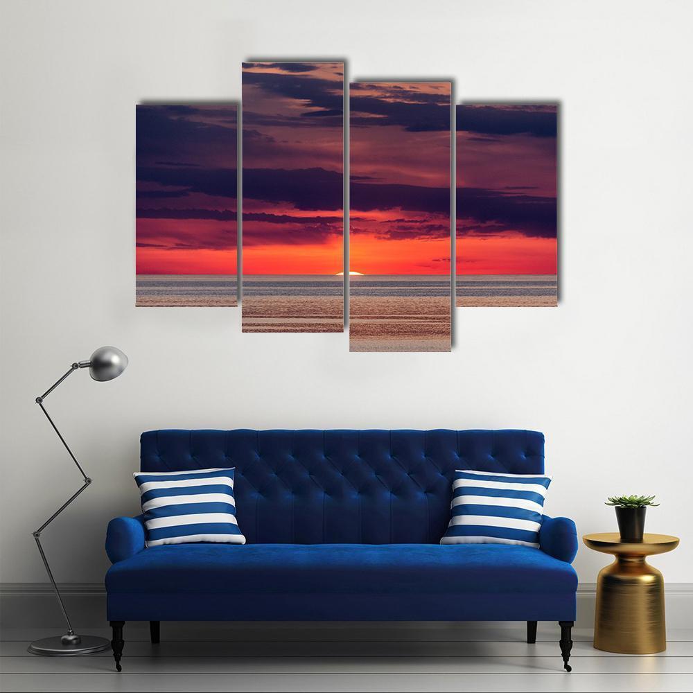 Sunset On The Adriatic Sea Near Porec Canvas Wall Art-4 Pop-Gallery Wrap-50" x 32"-Tiaracle
