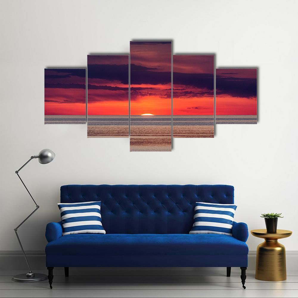 Sunset On The Adriatic Sea Near Porec Canvas Wall Art-5 Star-Gallery Wrap-62" x 32"-Tiaracle