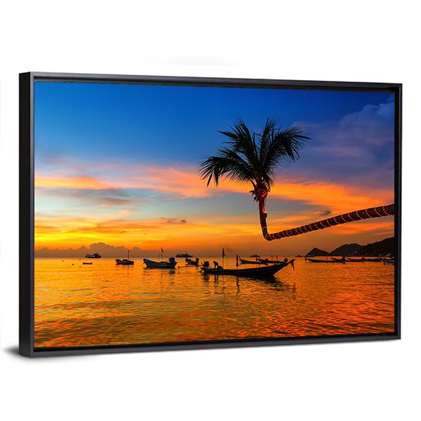 Sunset On The Beach Canvas Wall Art-3 Horizontal-Gallery Wrap-25" x 16"-Tiaracle