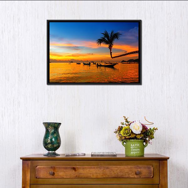 Sunset On The Beach Canvas Wall Art-3 Horizontal-Gallery Wrap-25" x 16"-Tiaracle