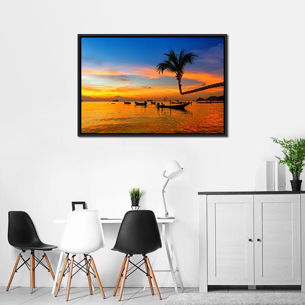 Sunset On The Beach Canvas Wall Art-3 Horizontal-Gallery Wrap-25" x 16"-Tiaracle