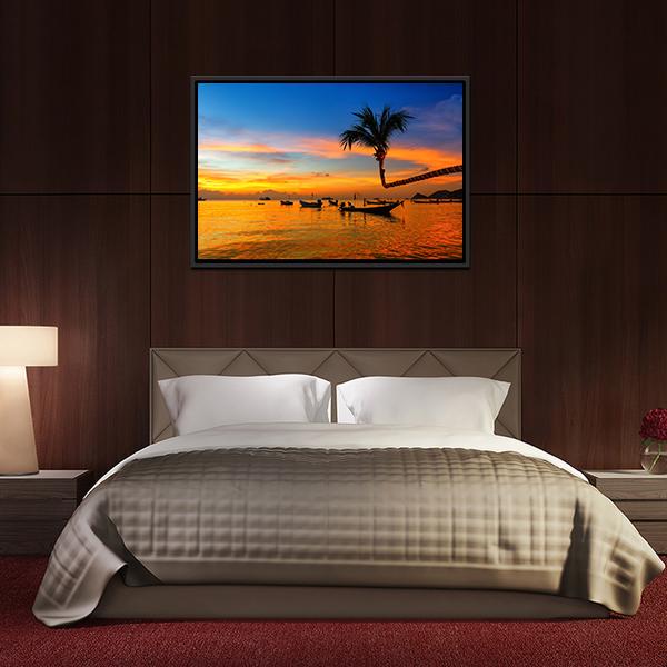 Sunset On The Beach Canvas Wall Art-3 Horizontal-Gallery Wrap-25" x 16"-Tiaracle