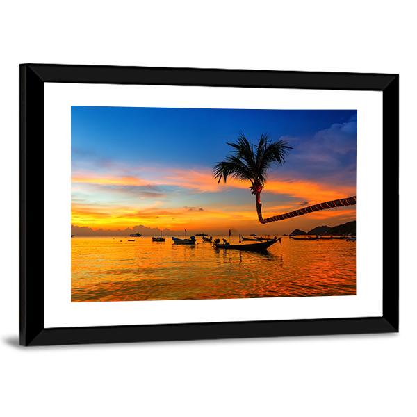 Sunset On The Beach Canvas Wall Art-3 Horizontal-Gallery Wrap-25" x 16"-Tiaracle