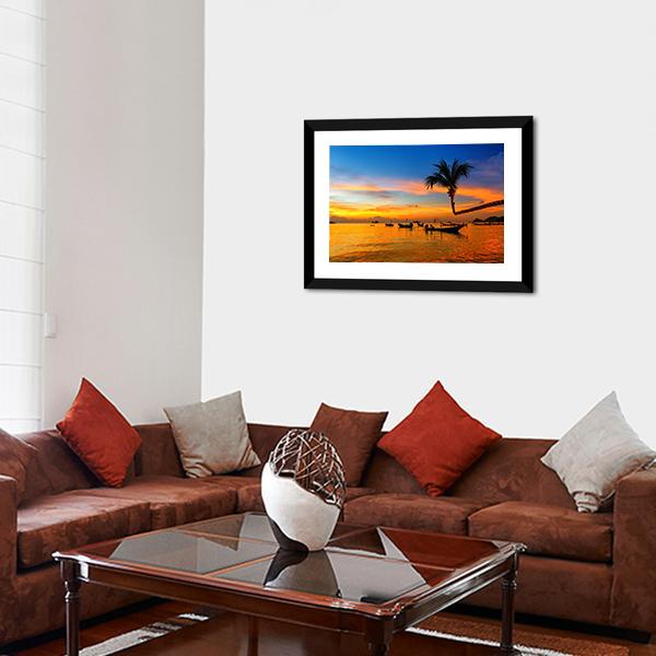 Sunset On The Beach Canvas Wall Art-3 Horizontal-Gallery Wrap-25" x 16"-Tiaracle