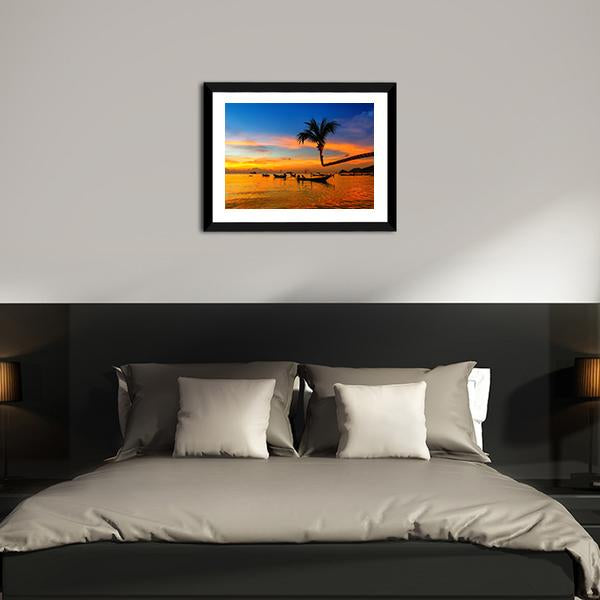 Sunset On The Beach Canvas Wall Art-3 Horizontal-Gallery Wrap-25" x 16"-Tiaracle
