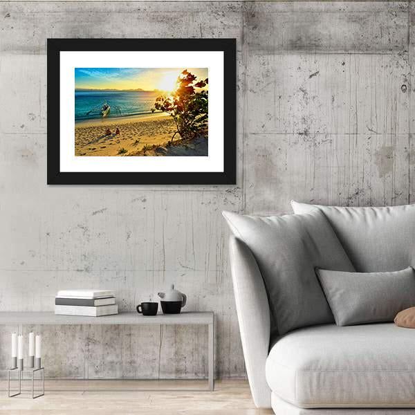 Sunset On The Beach Island Of El Nido Panoramic Canvas Wall Art-1 Piece-36" x 12"-Tiaracle