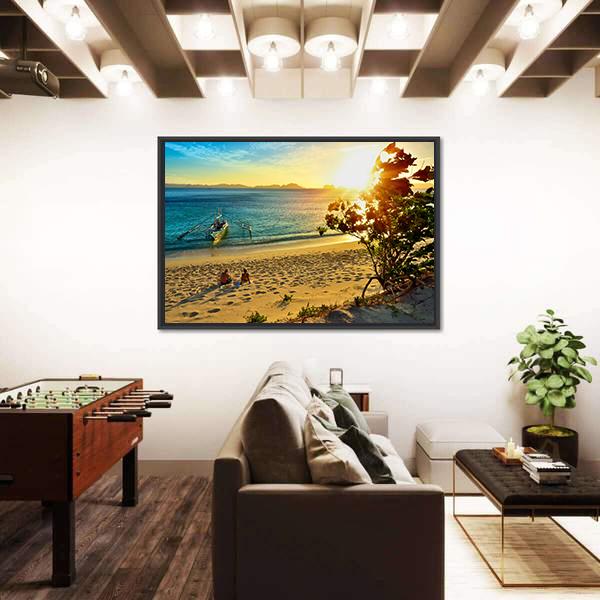 Sunset On The Beach Island Of El Nido Panoramic Canvas Wall Art-1 Piece-36" x 12"-Tiaracle