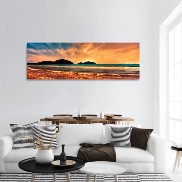 Sunset On The Beach Of Hainan Island Panoramic Canvas Wall Art-1 Piece-36&quot; x 12&quot;-Tiaracle
