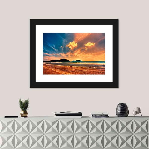 Sunset On The Beach Of Hainan Island Panoramic Canvas Wall Art-1 Piece-36" x 12"-Tiaracle