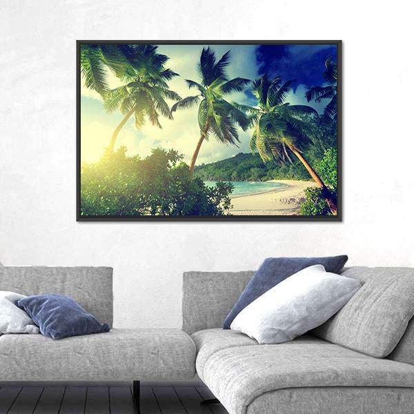 Sunset On The Beach Takamaka Mahe Island Canvas Wall Art-3 Horizontal-Gallery Wrap-25&quot; x 16&quot;-Tiaracle