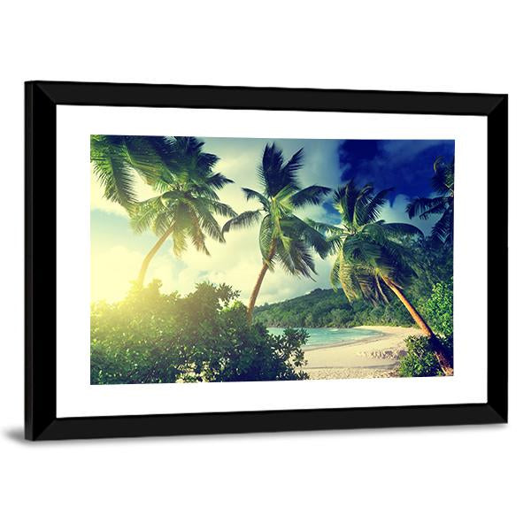 Sunset On The Beach Takamaka Mahe Island Canvas Wall Art-3 Horizontal-Gallery Wrap-25&quot; x 16&quot;-Tiaracle