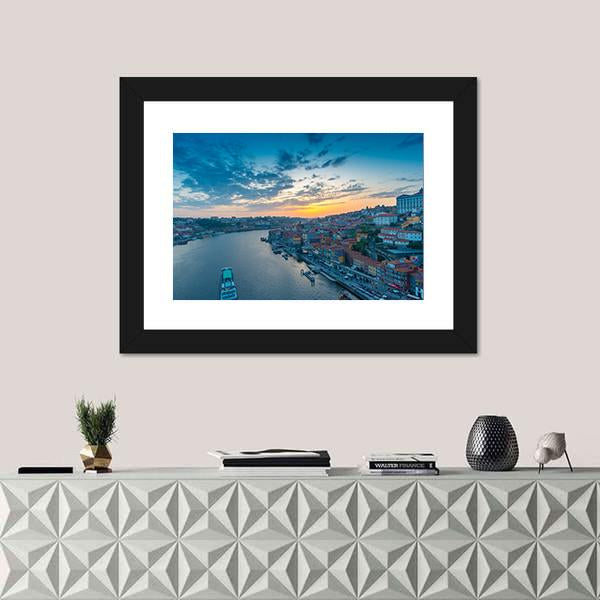 Sunset On The Douro River Canvas Wall Art-1 Piece-Framed Print-20" x 16"-Tiaracle