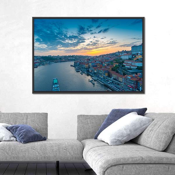 Sunset On The Douro River Canvas Wall Art-3 Horizontal-Gallery Wrap-25" x 16"-Tiaracle
