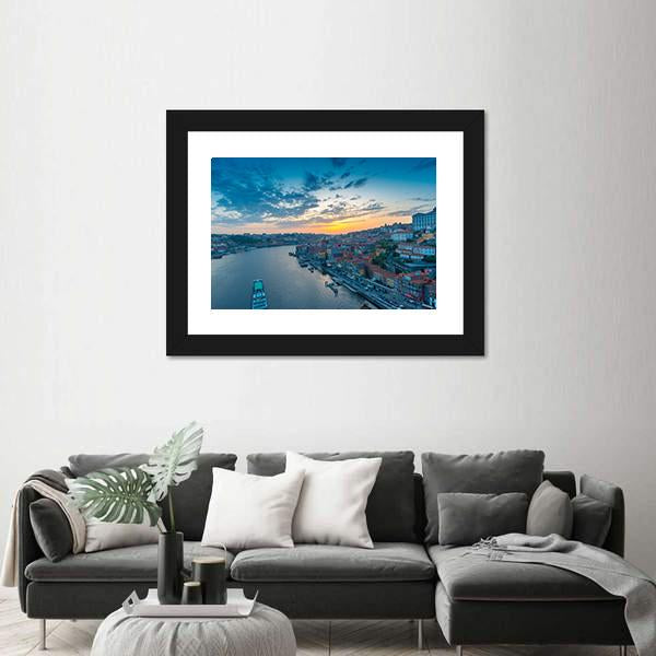 Sunset On The Douro River Canvas Wall Art-3 Horizontal-Gallery Wrap-25" x 16"-Tiaracle