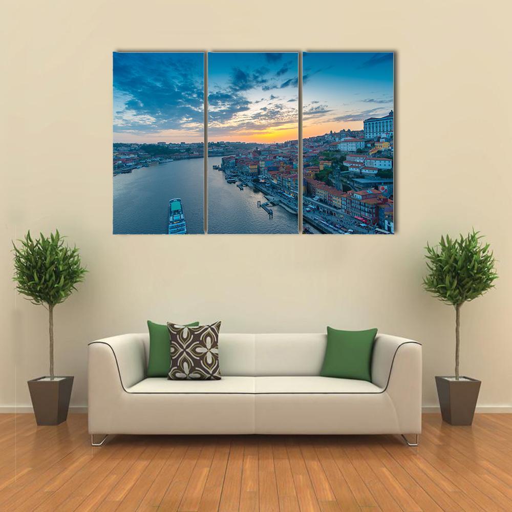 Sunset On The Douro River Canvas Wall Art-3 Horizontal-Gallery Wrap-37" x 24"-Tiaracle